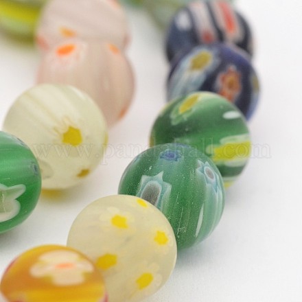 Round Millefiori Glass Beads Strands LK-P025-02-1