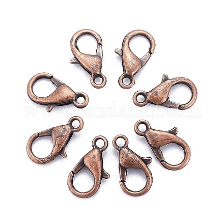 Red Copper Tone Zinc Alloy Lobster Claw Clasps X-E102-NFR-1
