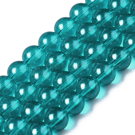 Chapelets de perles en verre peinte par pulvérisation transparent DGLA-R050-8mm-13-1