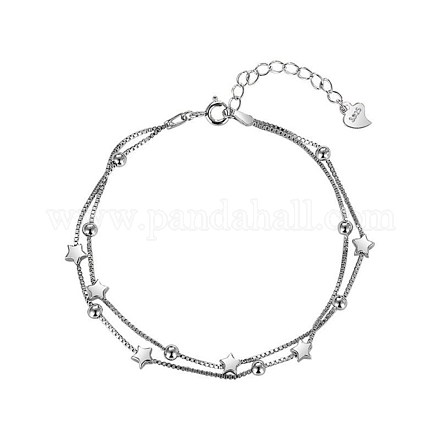 Mehrsträngiges Armband mit Sternen und runden Perlen BJEW-BB43374-A-1
