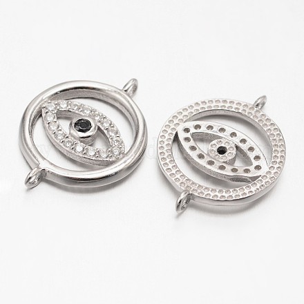 Rotonda e piatta con occhio 925 sterling silver micro spianare link zirconi STER-F011-020P-1