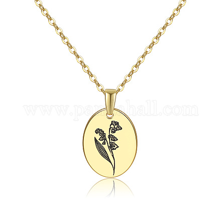 304 collier pendentif fleur mois de naissance en acier inoxydable HUDU-PW0001-034E-1