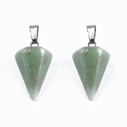 Cône / spike / pendule naturel vert aventurine pendentifs en pierre G-R278-79-1
