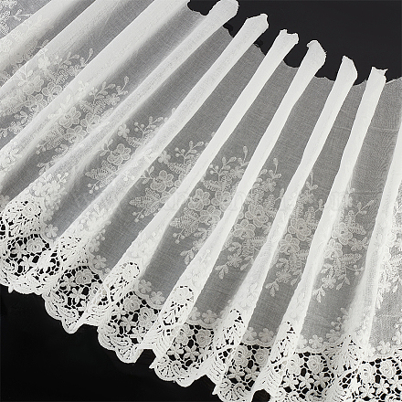 FINGERINSPIRE 3Yards White Cotton Eyelet Lace Sewing Trim 14-5/8inch Wide Wave Shape Cotton Lace Trim for Sewing Floral Embroidered Lace Fabric for DIY Wedding Bridal Clothes Dress Decoration OCOR-FH0001-19-1
