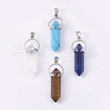 Natural & Synthetic Mixed Stone Double Terminated Pointed Pendants G-P373-B-1