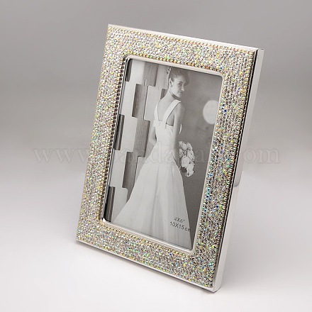 Rectangle Alloy Rhinestone Photo Frame Stands ODIS-L001A-01-1