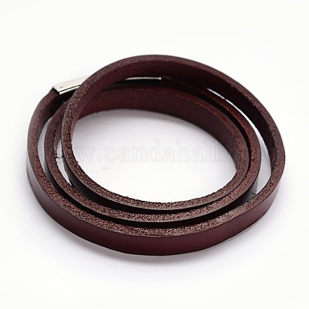 3-Loop Cowhide Leather Wrap Bracelets BJEW-F173-04A-1