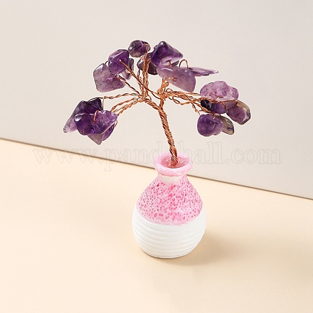 Natural Gemstone Chips Tree of Life Decorations DJEW-PW0012-038E-1