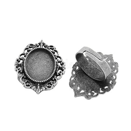 Vintage Adjustable Iron Finger Ring Components Alloy Cabochon Bezel Settings PALLOY-Q300-09AS-NR-1
