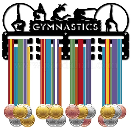 Espositore da parete con porta medaglie in ferro a tema sportivo ODIS-WH0055-018-1