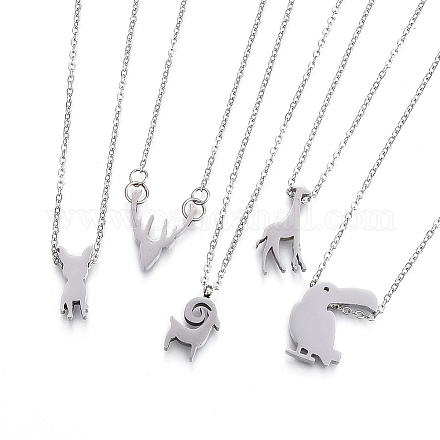 304 Stainless Steel Pendant Necklaces NJEW-O109-01P-1