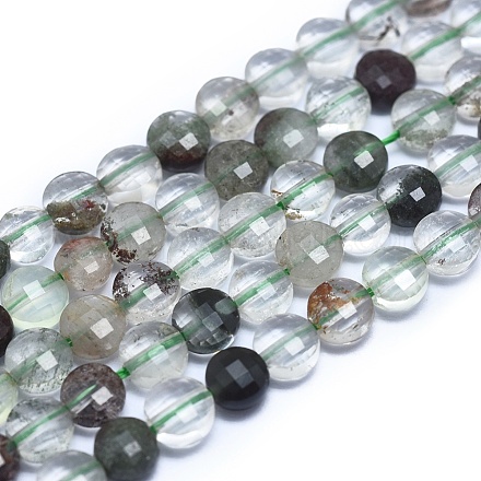 Quartz de lodolite vert naturel / brins de perles de quartz de jardin G-E530-07B-1
