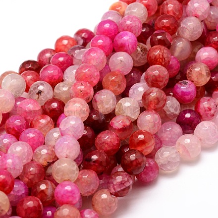 Dyed Natural Agate Faceted Round Beads Strands G-E320E-10mm-06-1