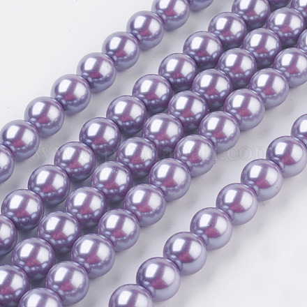 Fili di perle rotonde di perle di vetro tinto ecologico HY-A002-10mm-RB056-1