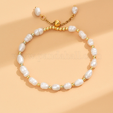 Bracelet coulissant en perles d'imitation et acier inoxydable NU9902-1