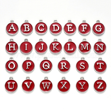 Lettre initiale a ~ z breloques en émail de l'alphabet ENAM-YW0002-01-08P-1