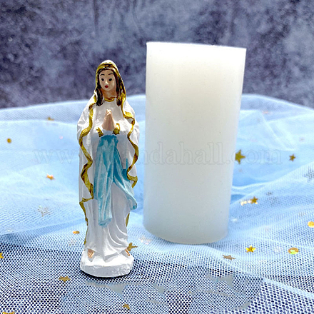Diyのシリコーンキャンドル型  香りのよいキャンドル作りに  宗教聖母マリア像  ホワイト  2.7x7.3cm RELI-PW0005-04A-1