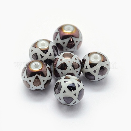 Perles en verre opaque peintes par pulvérisation LAMP-P050-H01-8mm-1