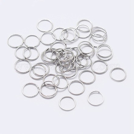 Rhodium Plated 925 Sterling Silver Open Jump Rings STER-F036-02P-0.7x6mm-1