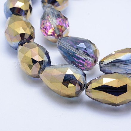 Chapelets de perles en verre électroplaqué EGLA-E049-HP03-1