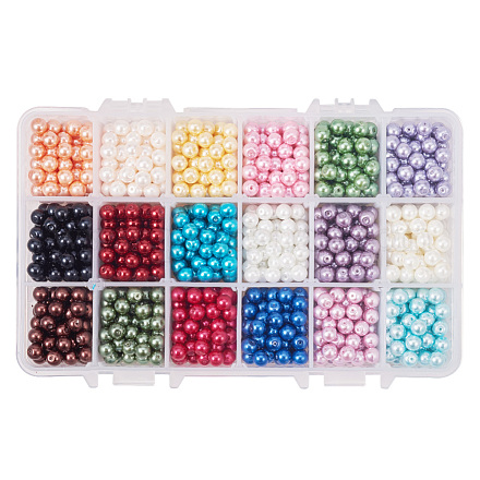 Perles rondes en verre teinté écologique HY-PH0013-08-A-1