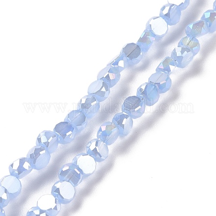 Transparentes perles de verre de galvanoplastie brins GLAA-E036-06C-1