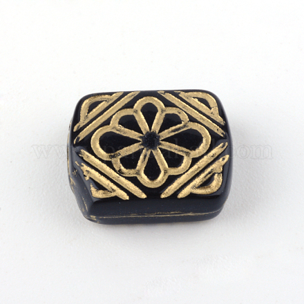 Rectangle with Flower Plating Acrylic Beads PACR-Q102-205B-1