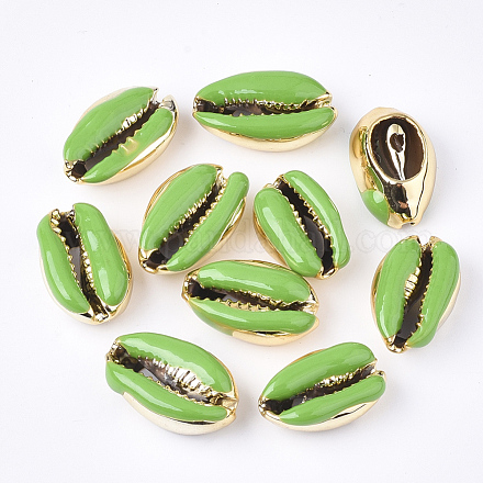 Electroplated Cowrie Shell Beads SSHEL-T008-11G-04-1
