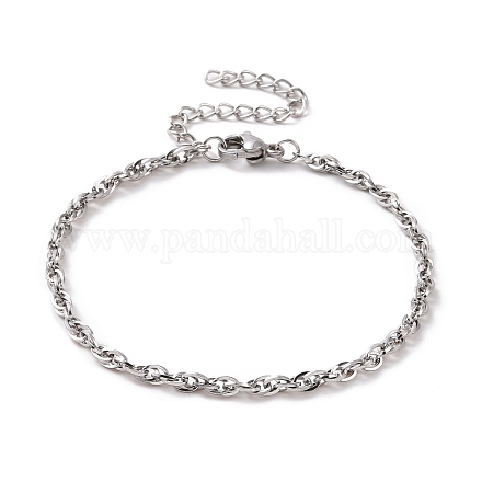 304 pulsera de cadena de cuerda de acero inoxidable para hombres y mujeres. BJEW-E031-12P-02-1