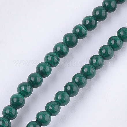 Chapelets de perles en malachite naturelle G-S333-4mm-028-1