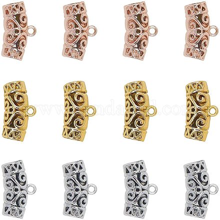 UNICRAFTALE 30pcs 3 Colors Curved Tube Filigree Bail Beads Alloy Hanger Links Tube Beads Bail Beads Hanger Connector Links for Pendant European Jewelry Making PALLOY-UN0001-05-1
