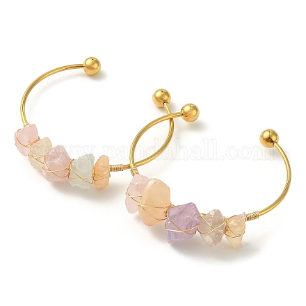 Bracelet manchette en perles de cristal de quartz naturel BJEW-TA00369-1