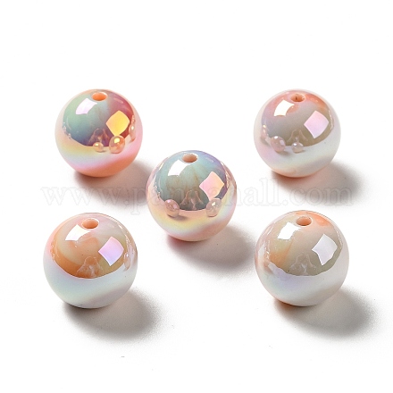 Placage uv perles acryliques irisées arc-en-ciel opaques MACR-D063-01B-06-1