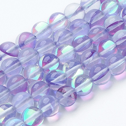 Chapelets de perles en pierre de lune synthétique G-K280-01-8mm-06-1