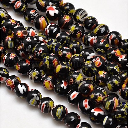 Round Millefiori Glass Beads Strands LK-P002-16-1