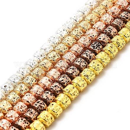Electroplated Natural Lava Rock Beads Strands G-G984-10-1