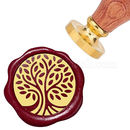 Brass Wax Seal Stamps with Rosewood Handle AJEW-WH0412-0066-1