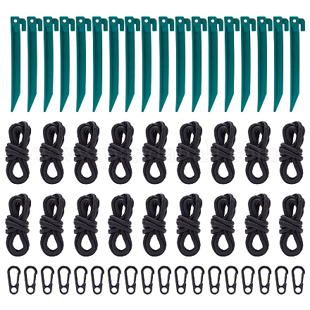Craspire 18 Sets Landschaftseinfassungspfähle Zeltheringe Spikes mit Federtorringen Nylon-Zugseil für Camping-Außeneinfassungen und Terrassenbretter und Gartenrasen AJEW-CP0002-56-1