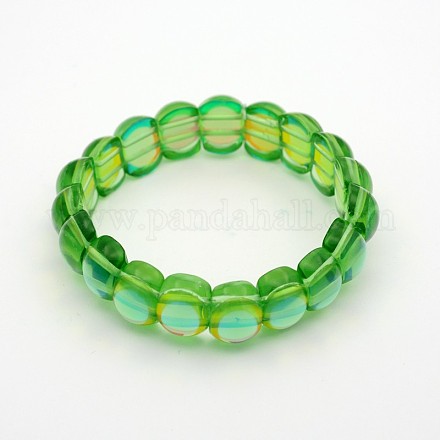 Galvanoplastie ovale bracelets de perles de verre extensibles BJEW-J127-A01-1