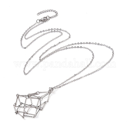 Pochette en macramé en laiton porte-pierre vide pour la fabrication de colliers pendentifs NJEW-JN04439-03-1