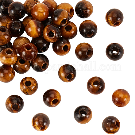 OLYCRAFT 36Pcs 8mm Natural Tiger Eye Beads 2.5mm Big Hole Round Tiger Eye Beads Tiger Eye Gemstone Round Loose Gemstone Beads Energy Stone for Bracelet Necklace Earring Jewelry Making DIY Crafts G-OC0003-78B-1