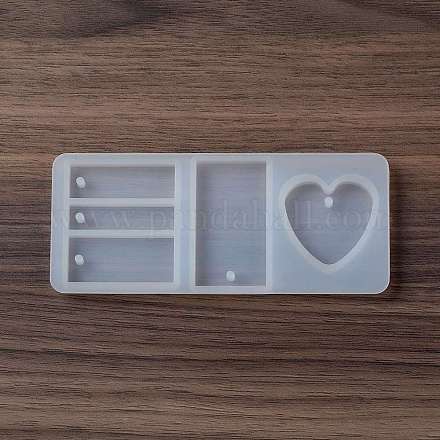 Stampi in silicone alimentare fai da te con ciondolo a forma di cuore e rettangolo SIMO-C003-04-1