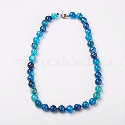 Natural Dyed Agate Beads Necklaces NJEW-F139-6mm-14-1