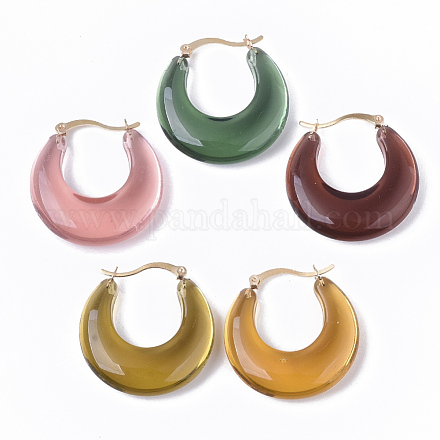 Transparent Acrylic Hoop Earrings X-TACR-T009-017-1