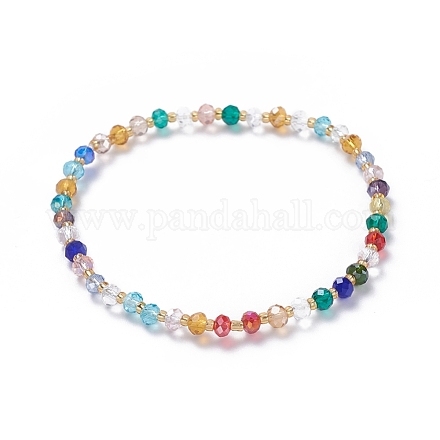 Perles de boulier à facettes en verre galvanisé bracelets extensibles BJEW-JB04877-1