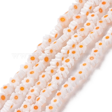 Chapelets de perle de millefiori en verre manuelles LAMP-J035-4mm-73-1