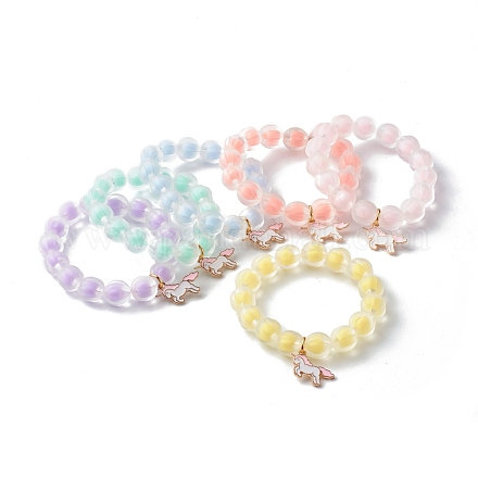 Perle en perle acrylique transparente perles de citrouille bracelet extensible pour enfant BJEW-JB06593-1