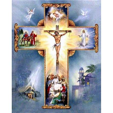 Kreuz-Diamant-Malerei-Set „Religion“ zum Selbermachen mit Kruzifix und Kreuz DIAM-PW0011-01-1