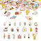 Alloy Pendants, with Enamel, Light Gold, Mixed Color, 40pcs/box