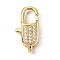 Brass Clear Cubic Zirconia Lobster Claw Clasps, Oval, Real 18K Gold Plated, 21x10x5.5mm, Hole: 6x2mm